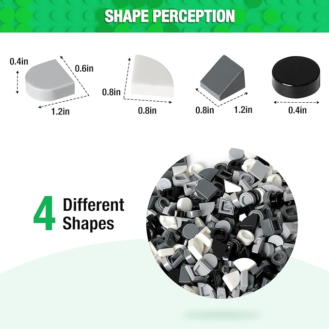 4800 Pieces Flat Parts and Pieces 4 Sizes Classic DIY Dots Expansion Set Building Bulk Studs Accessory for Smooth Surface - Compatible with All Major Brands 4 Colors