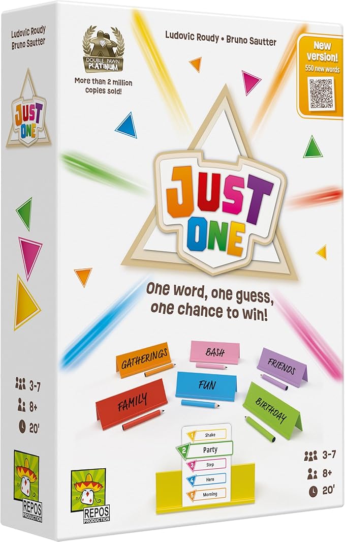 Asmodee Just One Party Game (2025 Refresh) - Cooperative Mystery Word Guessing Fun for Family &amp Friends Kids &amp Adults Ages 8+ 3-7 Players 15 Minute Playtime