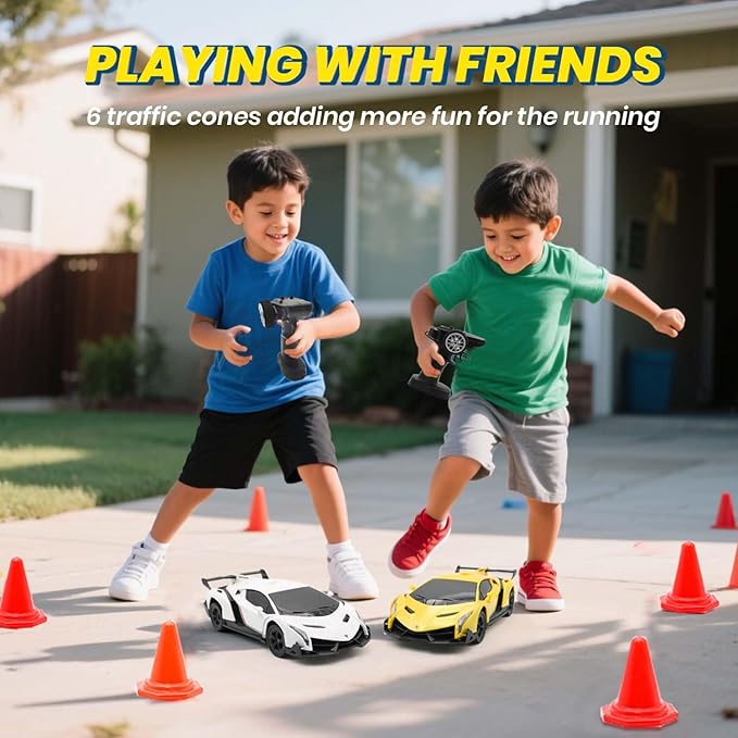 QUN XING Remote Control car 1:24 Officially Licensed Lambo veneno RC Drift Car with LED Lights 2.4GHz 4WD 15KM/H High Speed Rechargeable Battery Birthday Gift for Kids 8-12 White