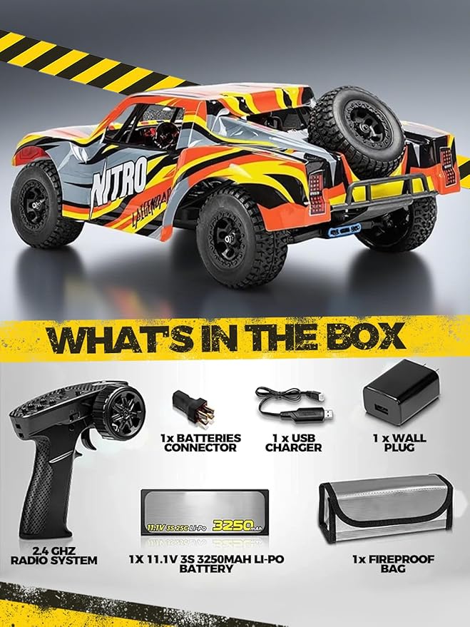 1/8 Scale Brushless RC Cars for AdultsMax 40mph Electric Off-Road Monster TruckWaterproof High Speed RC Car 4WD Remote Control Car with 3S Lipo 30+ Min Play All Terrain