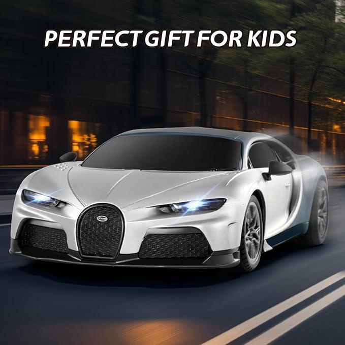 MIEBELY Remote Control Car - 1/24 Scale Fast Rc Race Car Bugatti Chiron 3.7V 500 mAh Toys with Headlight Racing Hobby Model Birthday Ideal Gifts for Adults Kids Boys Age 6 7 8 9 10 Year Old