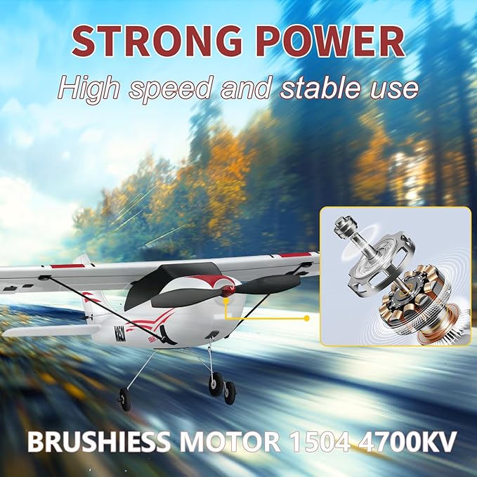 HAWK'S WORK 4 Channel RC Plane Remote Control Airplane Cessna Ready to Fly Brushless Motor 6-axis Gyro Stabilizer 3 Flight Mode Stunt Flying Easy Trainer for Beginner &amp Kid
