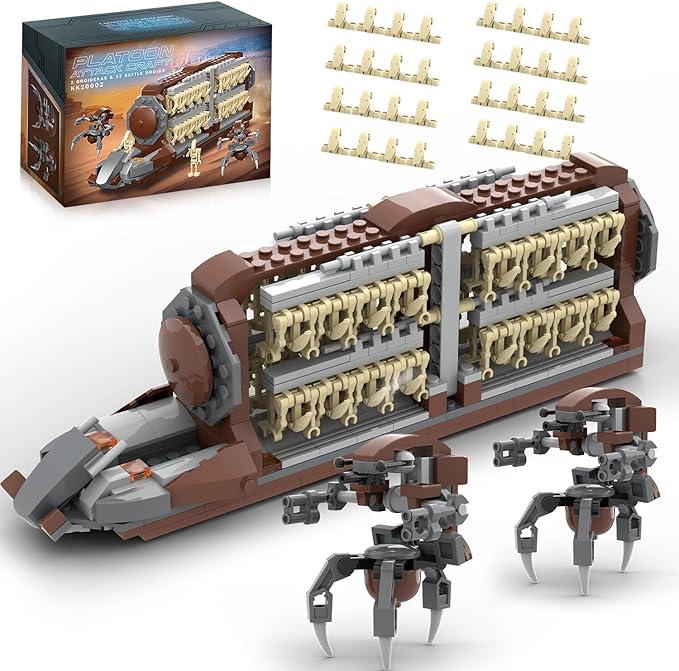Battle Army Clone Platoon Attack Craft Building Set 537 Pieces with 32 Battle Soldiers and 2 Droideka Troop Carrier Building Toys Gift for Star Fans and Men
