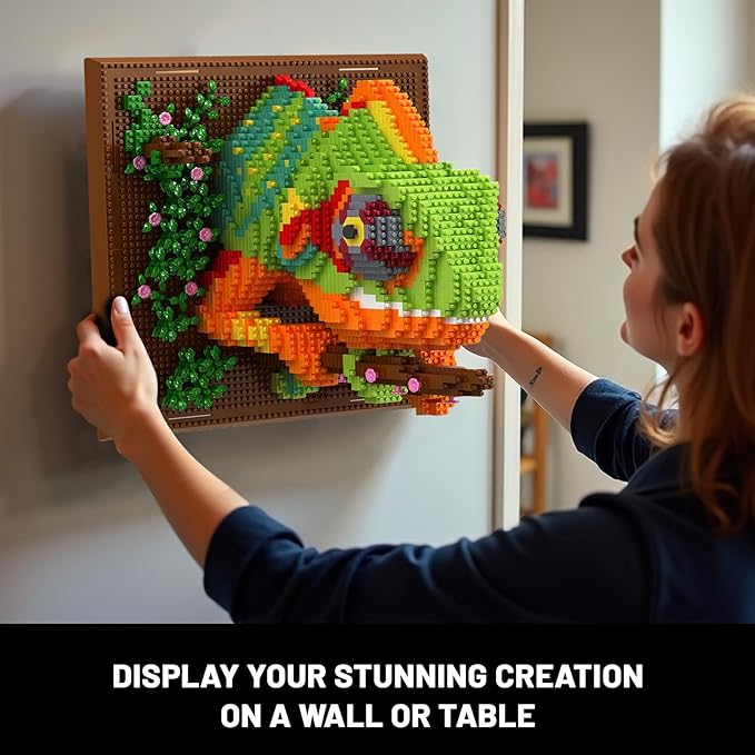 Chameleon Animal 3D Wall Art Micro Mini Building Blocks Set for Adults Unique Home Wall Decor or Table Display No Compatible with Lego Ideal Birthday Christmas Toy Gift for Teens (2688 PCS)