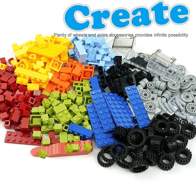 Classic Bricks Wheels and Axles Sets Over 400pcs Car Parts and Pieces Tires Educational Building Kits Toys