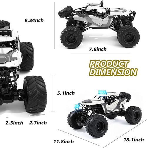 1:8 Large Amphibious RC Car – 4WD Waterproof Monster Truck Drives on Water &amp Land All Terrain Remote Control Truck with LED Lights Toy for Kids 3 Years and Up