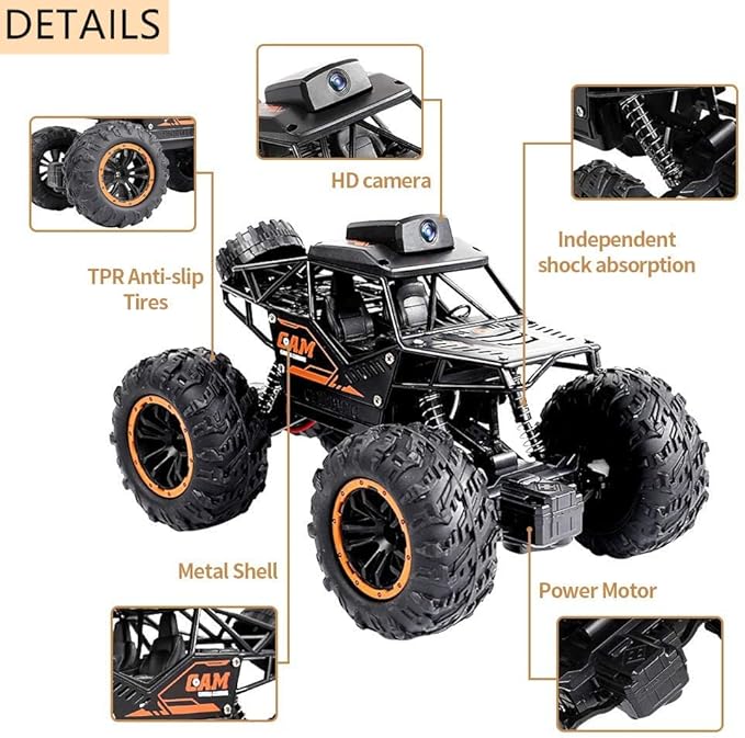 RC Car 1:18 Remote Control Car with Camera High Speed Alloy Off Road Truck Fast Racing Vehicle Electric Hobby Toy Car Gift for Boys Kids Teens Adults