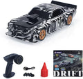 TOUCAN RC HOBBY 1:43 Ready to Run Race Car Gyro Drift Car 4WD Traffic Cones Mini Toy for Men(White Black)