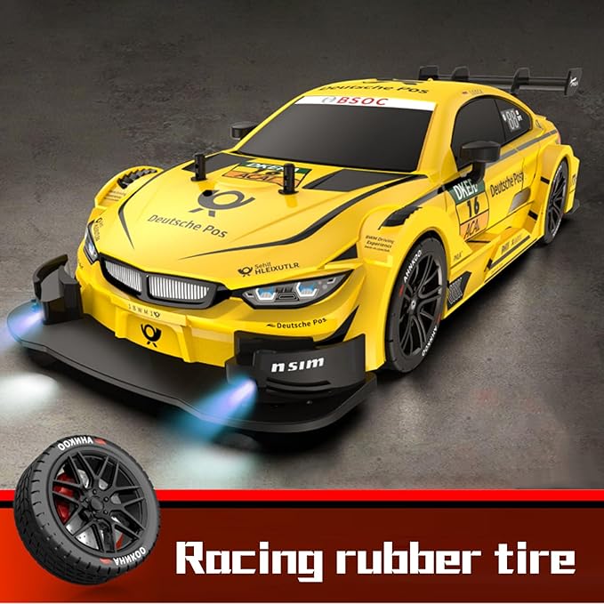 GoolRC RC Drift Car 1:16 Scale 4WD 40KM/H High Speed RC Racing Car 2.4GHz Electric Sport Drifting with Headlight Drifting &amp Racing Tires for Adults (Yellow)