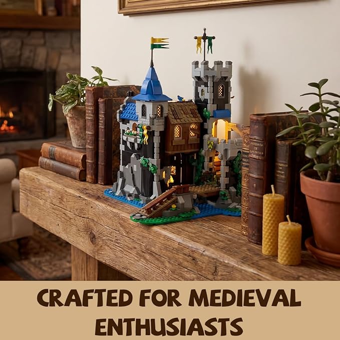 Medieval Lion Knight Castle Building Set Architecture Castle Viking Modular Buildings Ideals Christmas Birthday Gift for History Enthusiasts Creative Gift for Adults （933pcs）