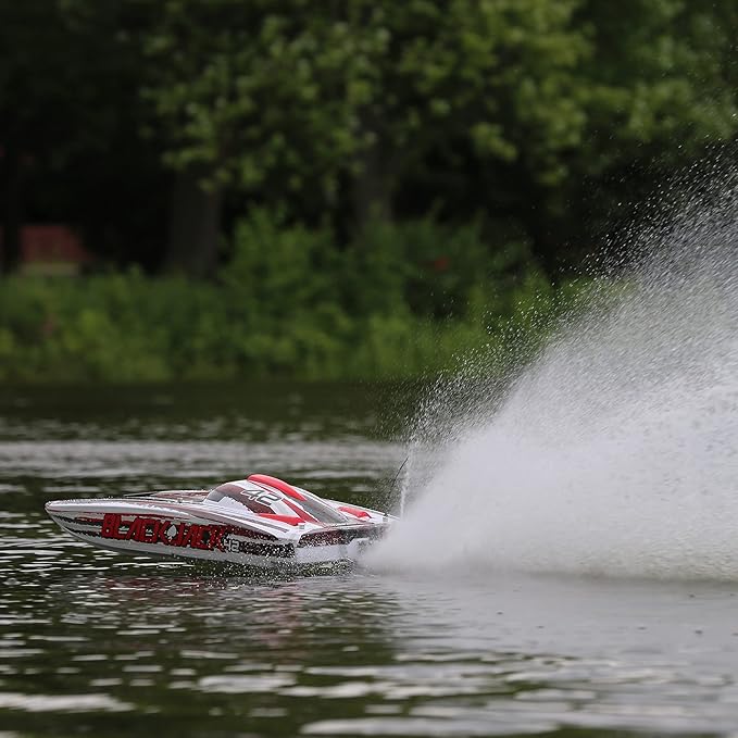 Pro Boat RC Blackjack 42 8S Brushless Catamaran RTRBattery and Charger Not Included White/Red PRB08043T2