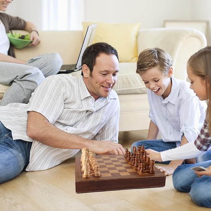 GSE Games &amp Sports Expert 10 Magnetic Chess Set Wooden Chess Board Game Set with Drawers Classic Portable Travel Board Game for Kids &amp Adults