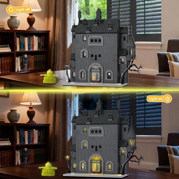 Haunted House Building Set with Lights Halloween Mansion Building Block Toy Compatible with Lego Adults Idea for Boys Girls Movie Fan Age 14+ (1686 PCS)