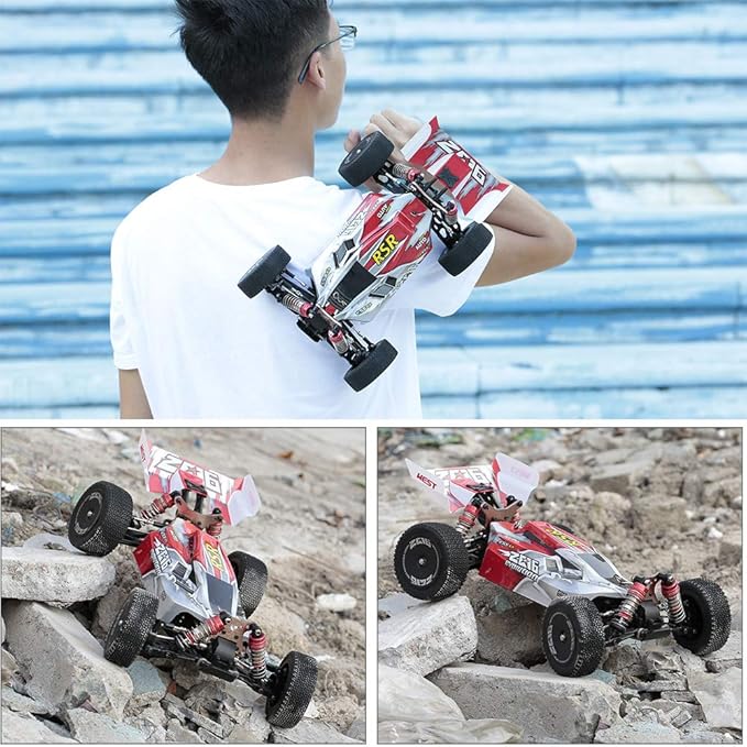 GoolRC WLtoys 144001 RC Car 4WD 2.4GHz 60km/h High Speed Remote Control Car Off-Road RC Trucks 1:14 Scale RC Buggy with RTR Aluminum Alloy Chassis 550 Motor Gifts for Adults