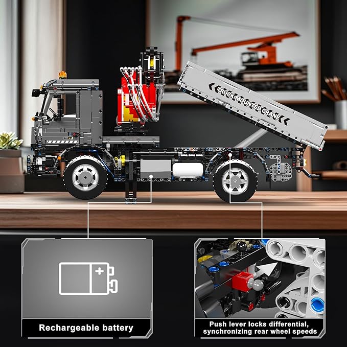 Mould King 19016 Tow Truck Building Set APP/Remote Control Truck Mounted Crane Model Kit Drive Transport Vehicle Construction Toy Display Kit Collectible Gift for Adult Teens(3767 Psc)