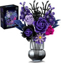 Purple Rose Bouquet Building Set Artificial Floral Building Toys for Gothic Home Decor Ideal Gift for Halloween &amp Christmas Compatible with Lego Flower Set for Adults Women and Teen Girls