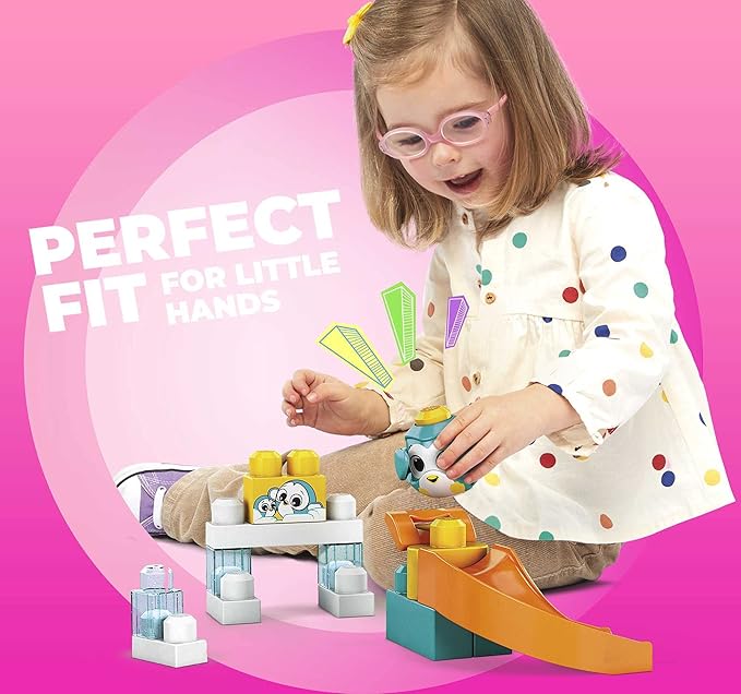 Mega Bloks Peek A Blocks Penguin Slide with Big Building Blocks Building Toys for Toddlers (14 Pieces)