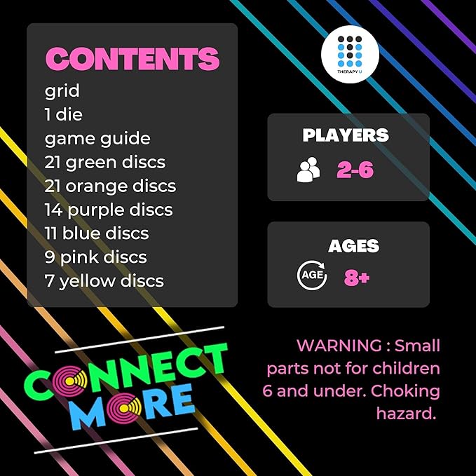 Connect More - Social Skills Games and Therapy Games Multiplayer up to 6 Players 4 in a Row Connect Game Fostering Conversation and Relationship Building