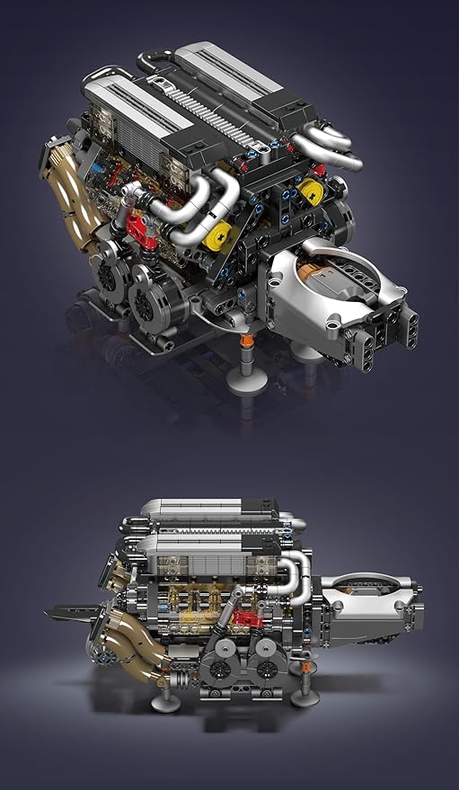Sosuy W16 Motorized Model Engine Kit for Adult Men Teen Electric Drive Ultra-Realistic Working Replica Home Set for Collection Fans STEM Building Block Toy for Boy Birthday Gift for 8+ Kid 952Pcs