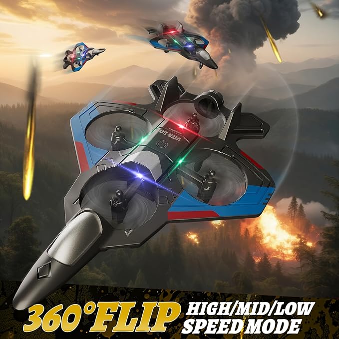 Foam Remote Control Airplanes with 3 Batteries RC Plane Airplane Toys for Boys Kids Adults Beginners 4-8 8-12 12-16 RC Planes Fighter Jet Helicopter Drones for Kids Adults 360° Flip Easy to Fly