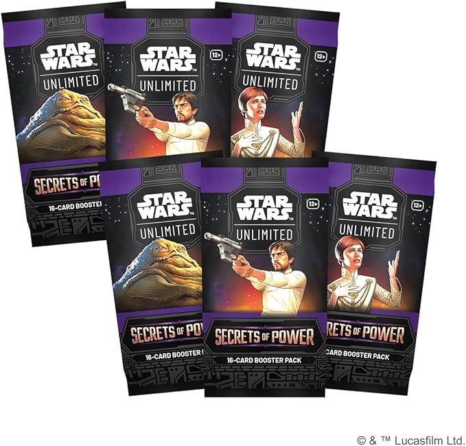 Asmodee Star Wars: Unlimited TCG Secrets of Power PRERELEASE Box - 6 Booster Packs Exclusive Chancellor Palpatine &amp Padmé Amidala Promo Cards Ages 12+ 2+ Players 20 Minute Playtime