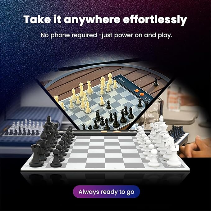 Chessnut Go Ultimate Portable Travel Electronic Chessboard with Full Piece Recognition and Strong Magnetic Adhesion - Perfect Desk or Travel Size（Orange）