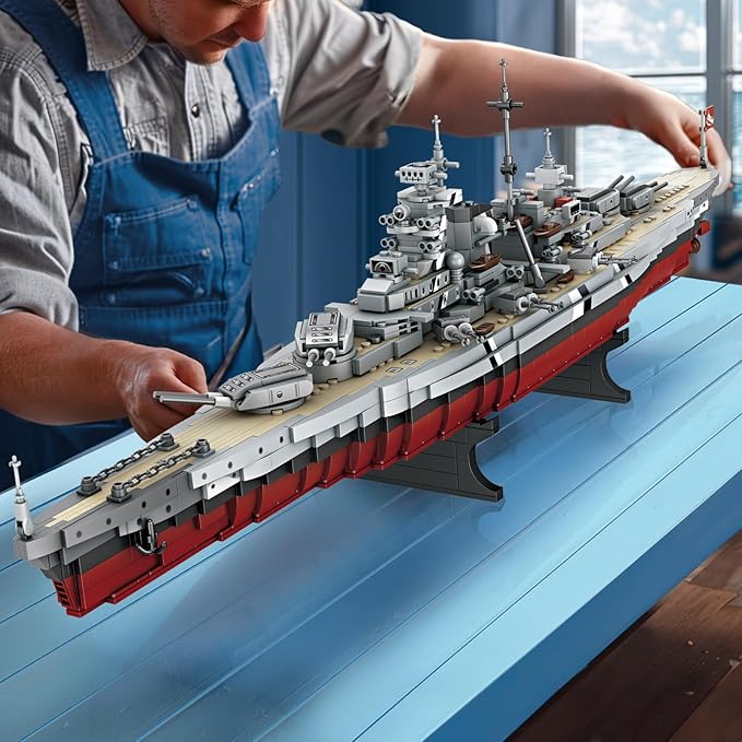 NUTCRACKER Bismarck Battleship Building Block Set 29 Inch German WWII Classic Warship Building Toys (2081 Pcs) MOC Military Theme Boat Model Kit for Adult &amp Teen 14+ Gift for Military Fan