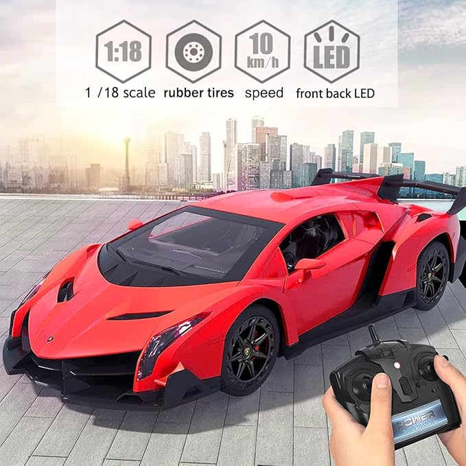 Remote Control Car RC Cars Racing Car 1:18 Licensed Toy RC Car Compatible with Lamborghini Model Vehicle for Boys 678 Years Old Halloween red