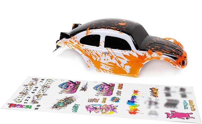 SummitLink Custom Body Compatible for 1/10 1/8 Scale RC Car or Truck (Truck not Included) (Muddy Orange Over White/Black)