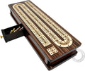 House of Cribbage - Continuous Cribbage Board/Box Inlaid in Rosewood/Maple 12 - 3 Tracks - Sliding Lid Drawer