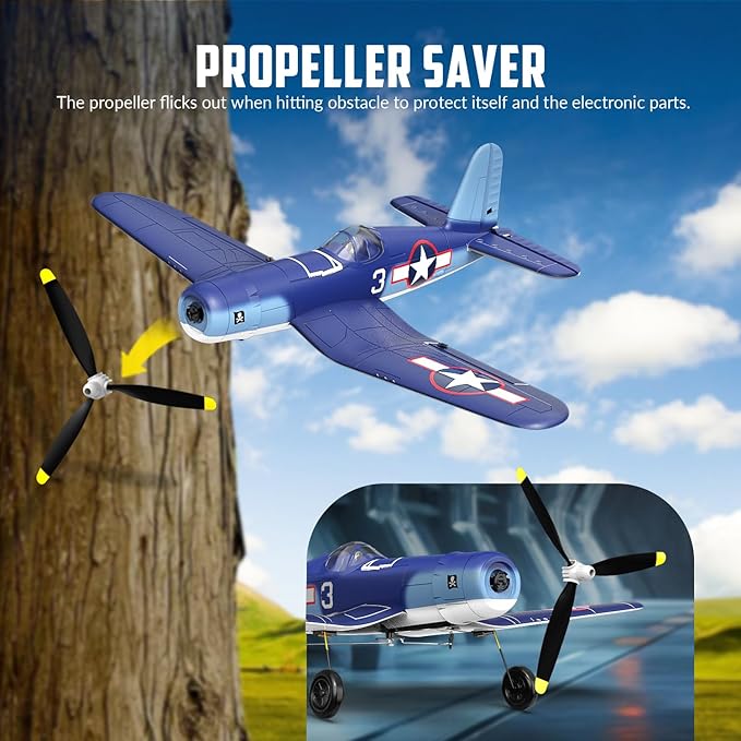 RC Planes for Adults 4 Channel RTF F4U Corsair RC Airplanes Fighters with 6-Axis Gyro 3 Flight Modes and One-Key Aerobatic Function Wingspan 400mm Suitable for Outdoors and Gifts