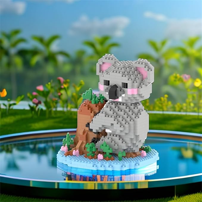 Larcele Animal Series Micro Building Blocks Animal Set DIY Mini 3D Building Toy Bricks1000 Pieces KLJM-07 (Koala)