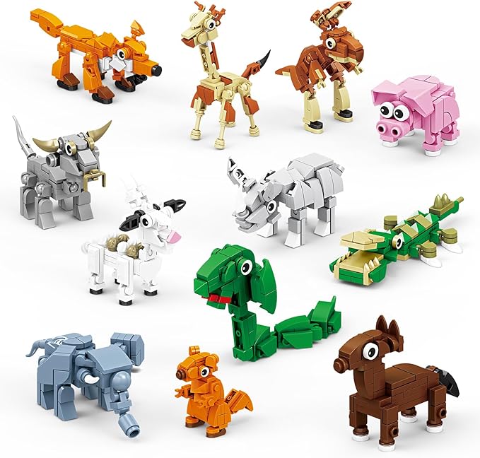 Lynda Animal Building Blocks Set for Kids DIY Construction Toys Educational Bricks for 8 Years Old