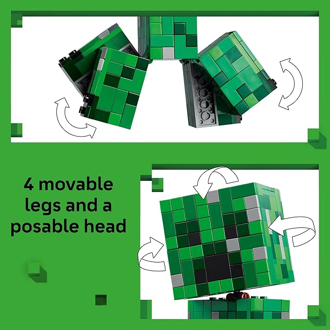 LEGO Minecraft The Creeper Kids Building Toy - Minecraft Toy for Boys &amp Girls Ages 10+ - Room Decor for Gamers w/ 1st Version Creeper Minifigure - Gift for Birthdays - 21276
