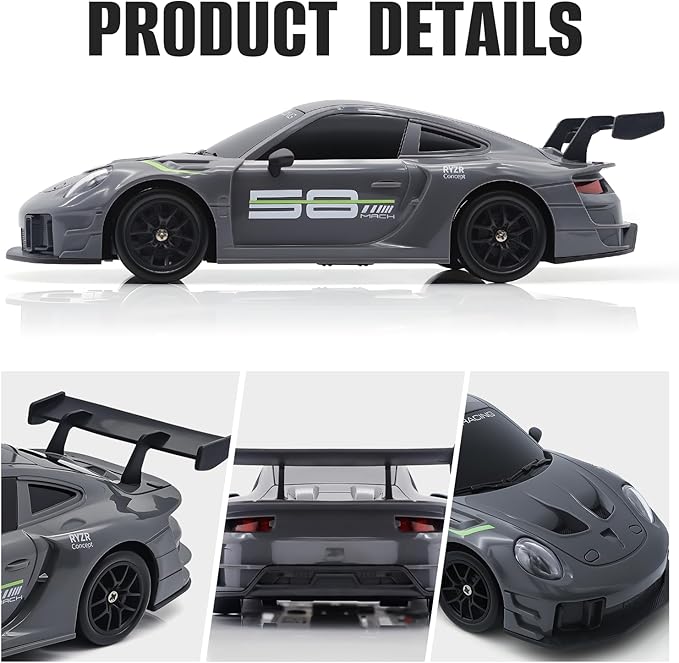 RC Drift Car 1:24 4WD Remote Control Cars Vehicle with LED Light2.4GHz 20KM/H High Speed RC Cars with Two Batteries &amp Drifting Tires Racing Sport Toy for Adults Boys Girls Kids