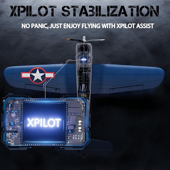 Volantexrc Brushless RC Planes 4 Channel F4U Corsair RTF RC Airplane Fighter 6-Axis Gyro wiih 3 Flight Modes One-Key Aerobatic Wingspan 500mm Fuselage 396mm with 3 Batteries Ideal Park Flyer