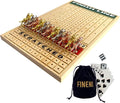 Racing Game for Adults With 11 Luxurious Metal Horses (Silver Black Rose Gold) 16 Pine Wood Race Game Board Dice &amp Card Included (Log Color)