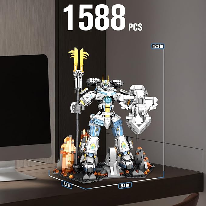 HIGH GODO Samurai Mech Warrior Building Sets Robot with Long Swords Shields Display Base Building Toy Set 1588 Pieces Creative Collectible Ninja Gift Set for Adults Man Teens 14+