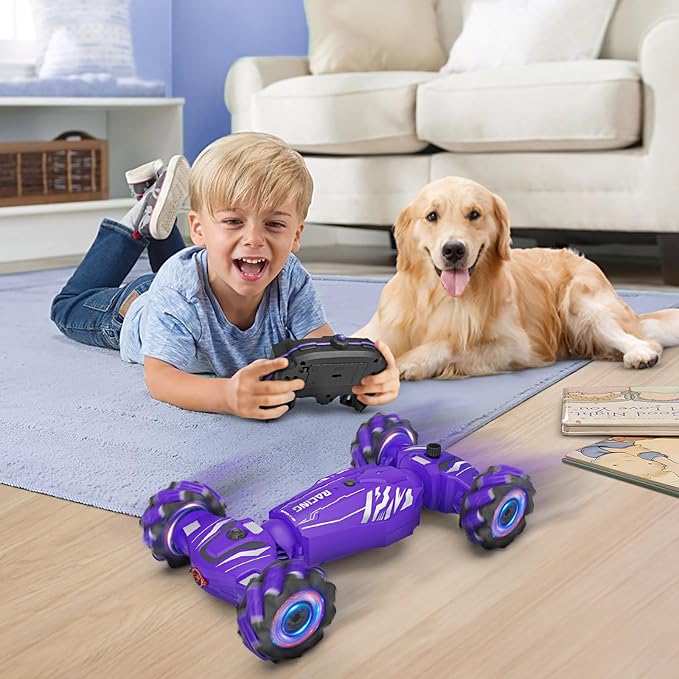 Dysaim Gesture RC Car Birthday Gifts Toys for Boys Girls Age 6-12 4WD Remote Control Car 360° Rotate Transform Drift RC Cars with Lights Music Sprayer 2.4Ghz Hand Controlled