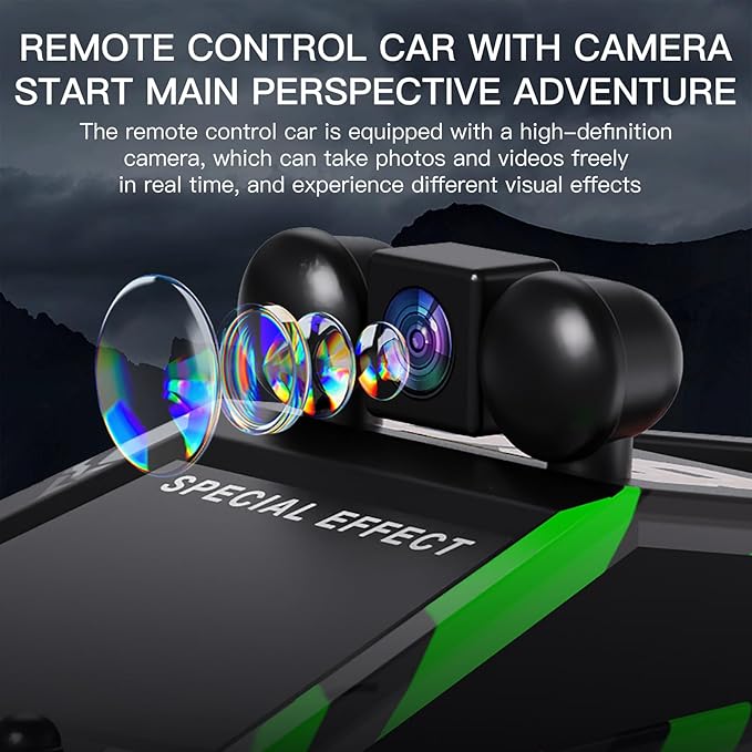 RC Cars FPV Camera RC Car with LED Lights - High Speed Remote Control Racing Truck for Adults &amp Kids 1:28 Scale Hobby Grade Off-Road Buggy Gift Set HD Live Video &amp Night Driving