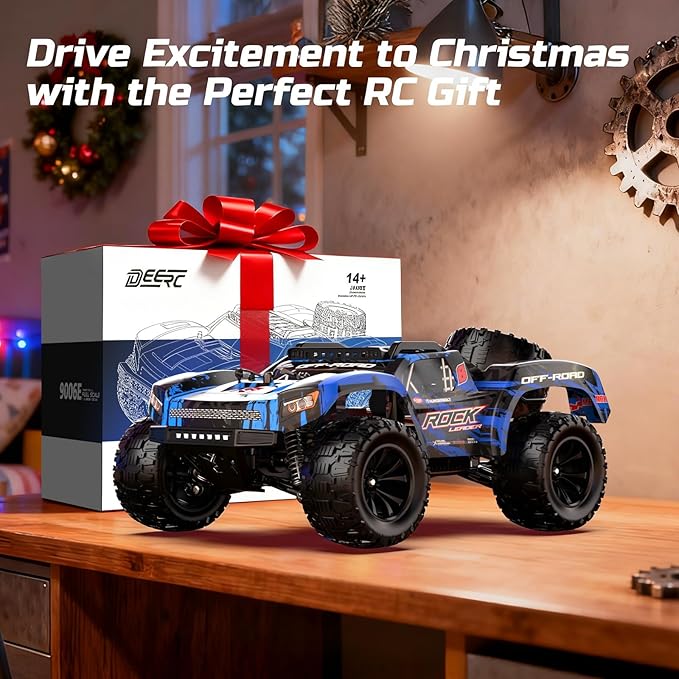 DEERC 1:12 Fast RC Cars 45KPH 4WD High Speed Short Course RC TruckOff-Road All Terrain Remote Control Car with 2 Rechargeable Batteries &amp Spare Tire2.4GHz RC Monster Truck for Adults Kids Boys