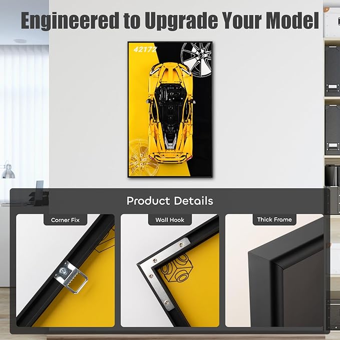 Kyglaring Display Wallboard Compatible with Lego Technic Ferrari Model Car Kit Building Set 42172