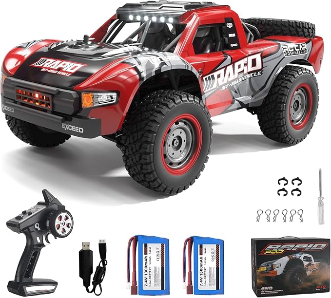 RC Cars 1:14 RC Truck 30 MPH 4WD Remote Control Car All Terrain Trophy Car for Adults Boys Teens Fast 50 Mins Play Off-Road RC Buggy Big Short Course Monster Truck with 2 Batteries (RTR)