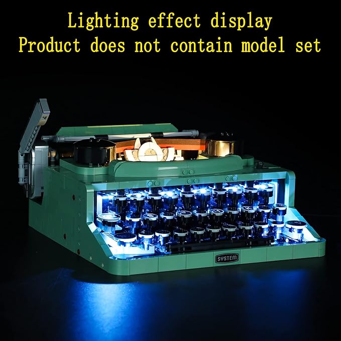 LED Light Kit Compatible with Lego Typewriter - Lighting Set for Ideas 21327 Building Model (Model Set Not Included)