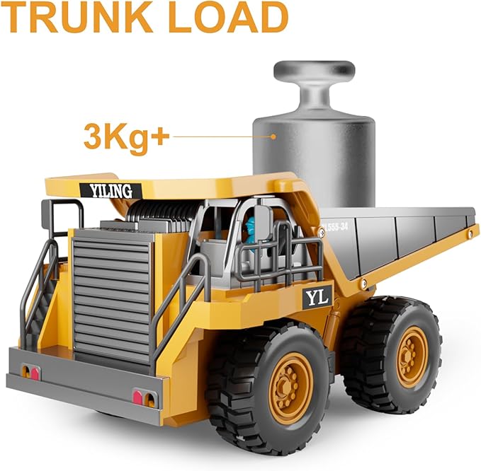 Dwi Dowellin Remote Control Dump Truck Toys for Boys 4-7Construction Rc car with Lights/Sounds for Kids Age 8-12 Year OldIdeal for Boys Age 3+