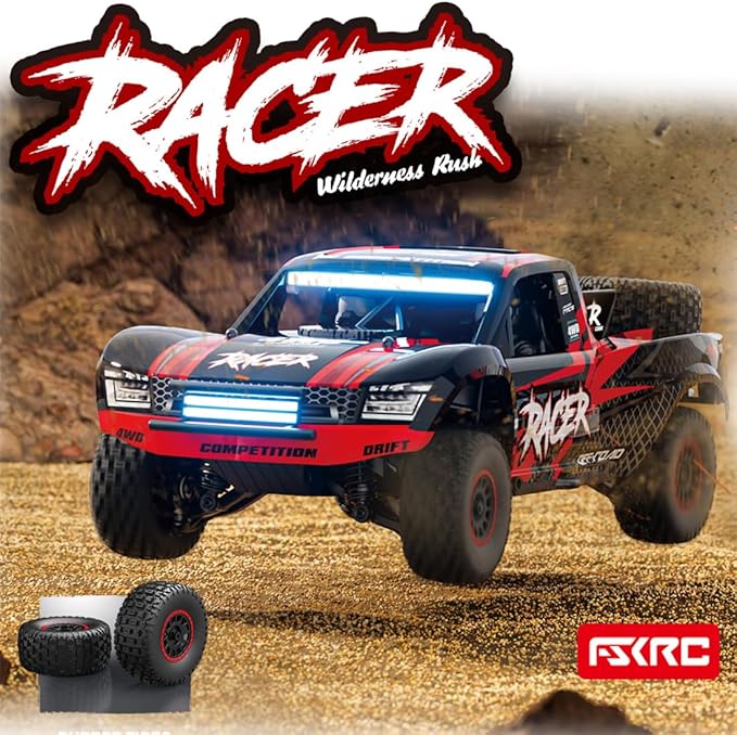 1/12 RD12 RC Drift Car 4WD Full-Proportional Brushed Racing Car with Gyroscope and 7-Color LED Lights Remote Control Truck Gift for Adults (Red)