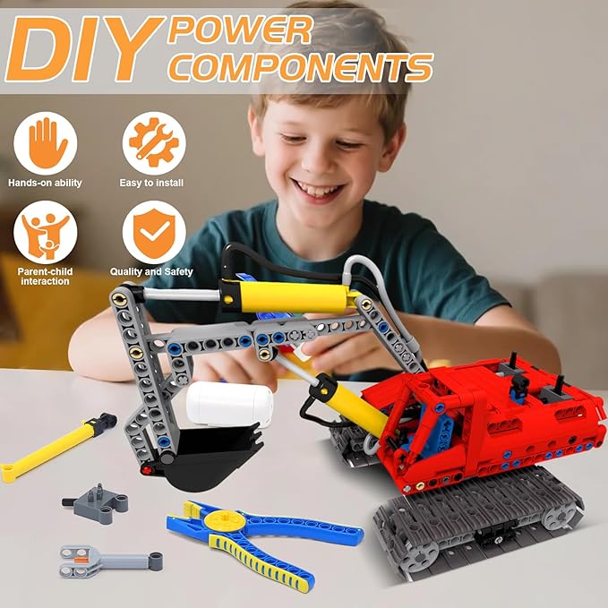 33pcs Pneumatic Pumps Parts Kit Compatible with Technic Pumps Pneumatic Cylinders Air Tank Switch Tubes Push Rod Pressure Gauge T-connectors Actuator Alloy Joint for Building Toys Accessories