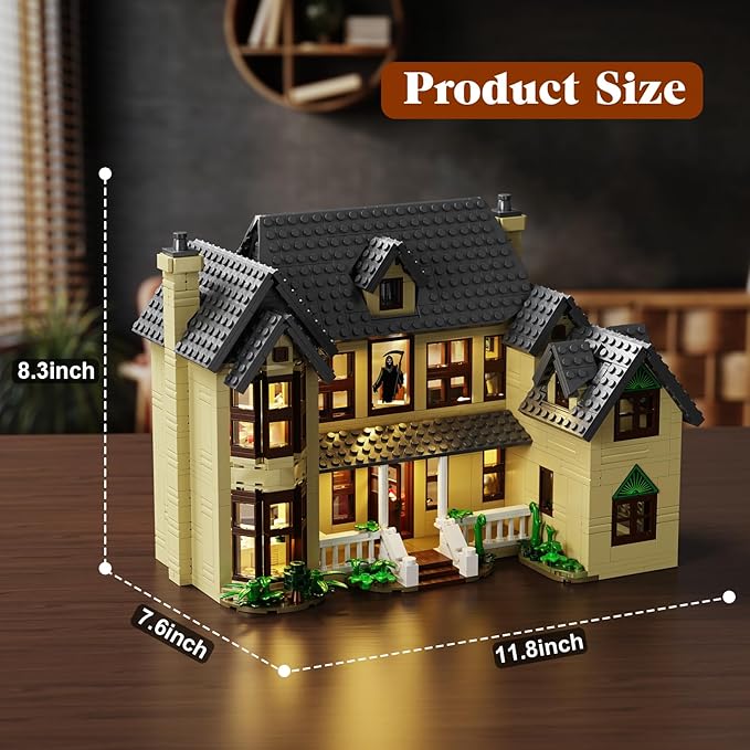 Horror House Building Block Set Scary Movie Haunted House Model Compatible with Lego Horror House Building Toy Halloween Decoration Gift for Man Woman or Horror Film Fans 18+(1275Pcs)