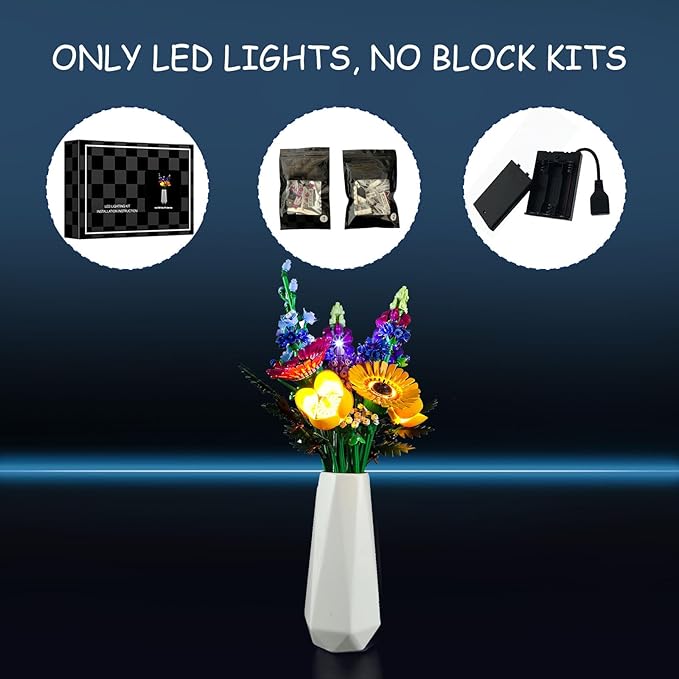 LED Light for Lego Wildflower Bouquet 10313 SetDesign and Configuration Compatible with Model 10313 (LED Light Only Not Building Block Kit)