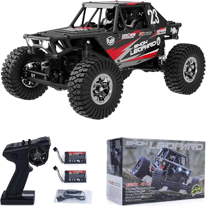 1/24 RC Crawler Car UDI RC UCX2405PRO 4wd Mini Climb Racing Brushless Motor 4 Wheel Steering 3 Speed Transmission RTR Toy (Black)
